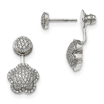 CZ Convertible Back Earrings Sterling Silver Rhodium-plated QMP1490, MPN: QMP1490, 886774612232