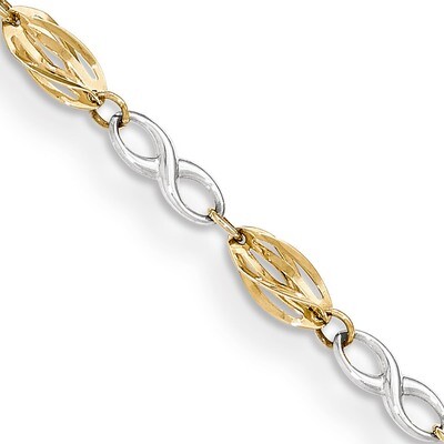 Polished Infinity Symbol 7.5 Inch Bracelet 14k Two-tone Gold FB1417-7.5, MPN: FB1417-7.5, 886774614…