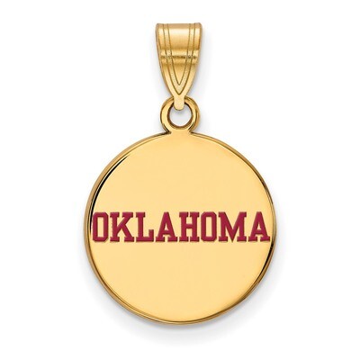 University of Oklahoma Medium Enamel Disc Pendant Gold-plated Sterling Silver GP054UOK, MPN: GP054U…