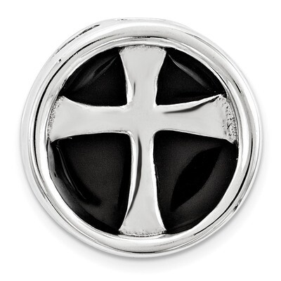 Black Enameled Cross Chain Slide Sterling Silver Small QSK1688, MPN: QSK1688, 191101554858
