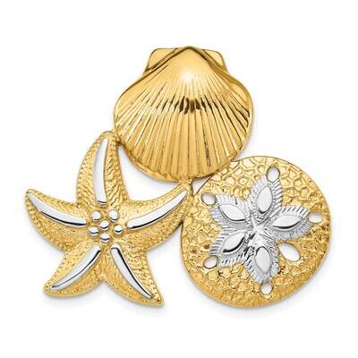 Scallop Starfish Sanddollar Slide 14k Two-tone Gold SL632, MPN: SL632, 637218134397