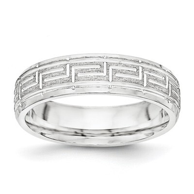 6mm Brushed Fancy Band Sterling Silver QWB110B Engravable, MPN: QWB110B, 886774333847