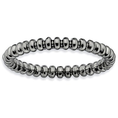 Black-plated Beaded Ring - Sterling Silver QSK213, MPN: QSK213, 883957137834