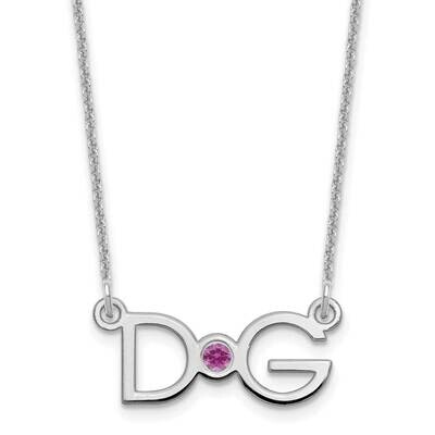 2 Initial with 18k Gold Bezel Birthstone Necklace 14k White Gold Medium XNA1251W, MPN: XNA1251W,