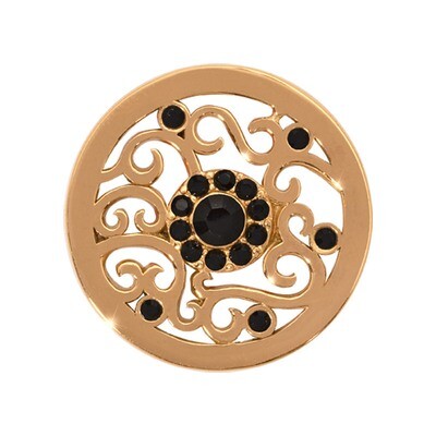 Nikki Lissoni Ancient Black Flower Gold-Plated 23mm Coin C1155GS, MPN: C1155GS, 8718627463109