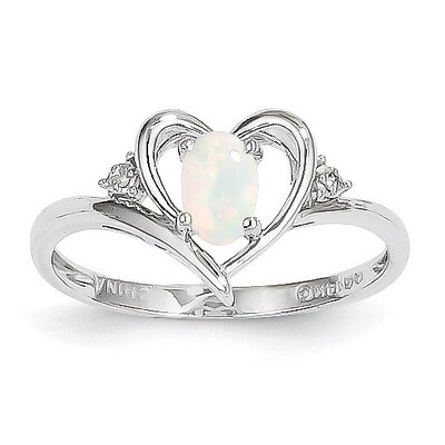 Opal Diamond Ring 14k White Gold Genuine XBS463, MPN: XBS463, 883957857930