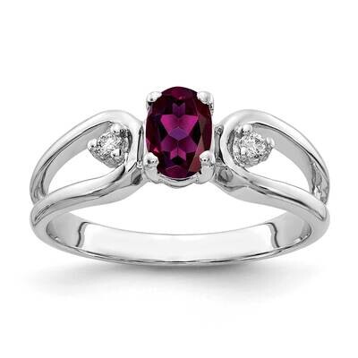 6x4mm Oval Rhodolite Garnet Aaa Diamond Ring 14k White Gold Y2082RG/AAA, MPN: Y2082RG_AA, 883957709…