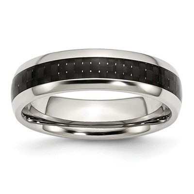 Black Carbon Fiber Inlay 6mm Band Stainless Steel Polished SR255 Engravable, MPN: SR255, 8867744242…