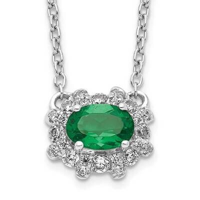 Diamond and Oval Emerald 18 Inch Necklace 14k White Gold PM4025-EM-020-WA-18, MPN: PM4025-EM-020-WA…