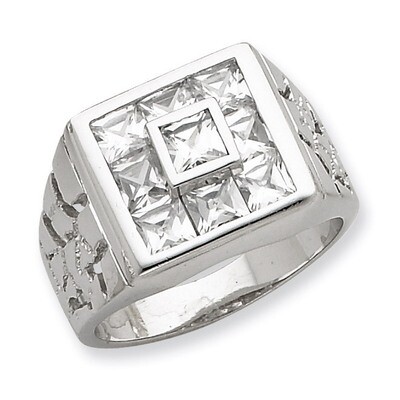 Men&#39;s Synthetic Diamond Ring Sterling Silver QR1281-10, MPN: QR1281-10, 883957179940