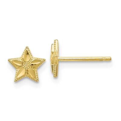 Diamond-Cut Star Post Earrings 10k Gold Polished 10TM782, MPN: 10TM782, 191101565144