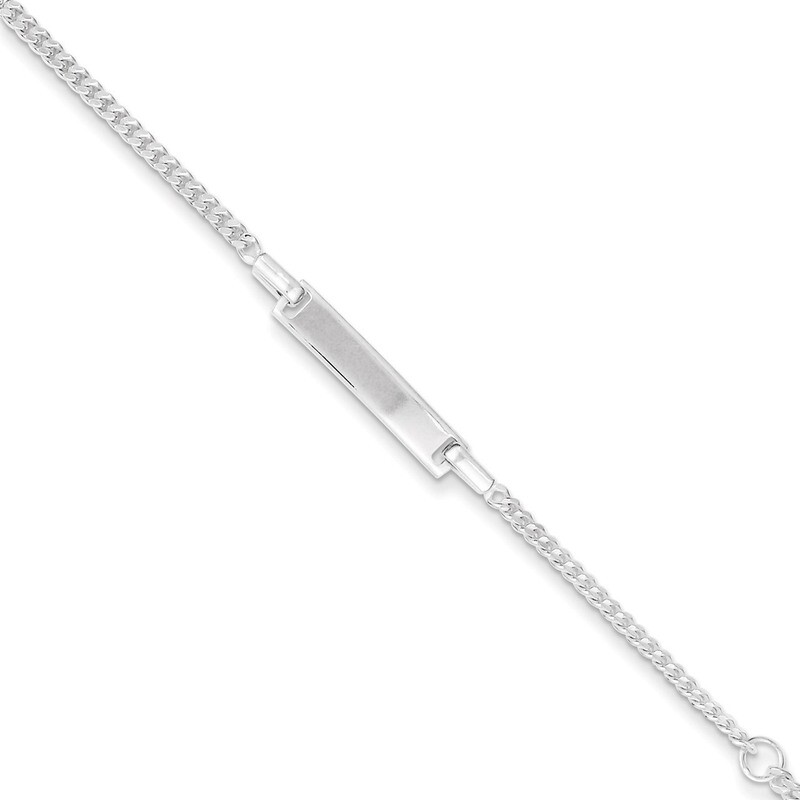 Polished Childrens ID on Curb Link Bracelet Sterling Silver QID70-6, MPN: QID70-6, 883957568690