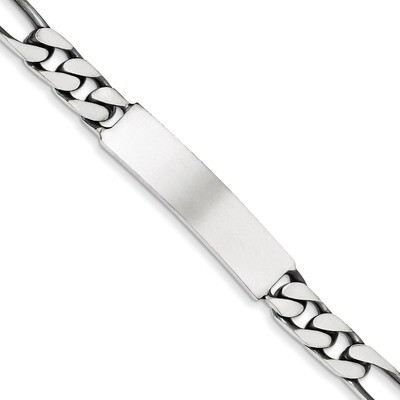 7 Inch Antiqued Figaro Link ID Bracelet Engravable Sterling Silver QID127-7, MPN: QID127-7, 8839575…