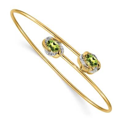 0.03Ct Diamond &amp; 1Ct Peridot Flexible Bangle 14k Polished Gold BM4502-PE-003-YA, MPN: BM4502-PE-003…