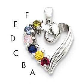 6 Synthetic Stone Family Pendant 14k White Gold XMPW52/6SY, MPN: XMPW52_6--6, 883957150758
