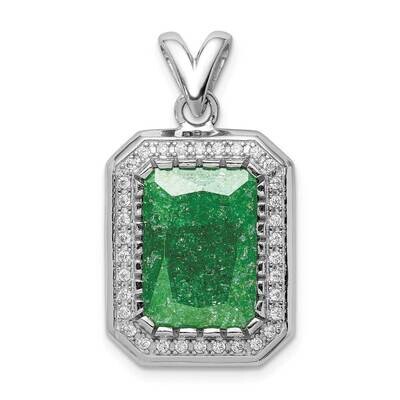 12x14 Green Ice CZ Diamond Pendant Sterling Silver Rhodium-plated QP5189, MPN: QP5189, 883957606101