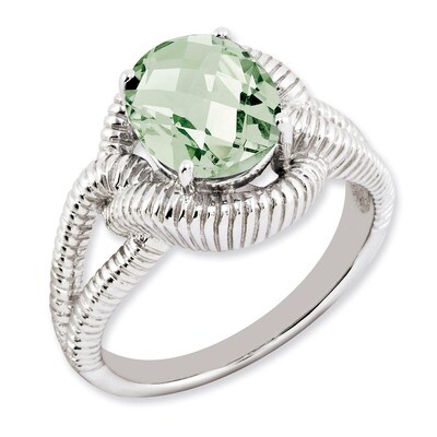 Oval Green Quartz Ring Sterling Silver QR3174AG, MPN: QR3174AG, 883957404196
