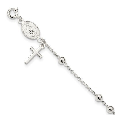 Rosary Bracelet 7.5 Inch Sterling Silver Polished QG4255-7.5, MPN: QG4255-7.5, 886774122335