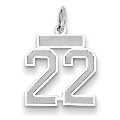 Number 22 Charm Small Satin 14k white Gold WSS22, MPN: WSS22, 883957071145