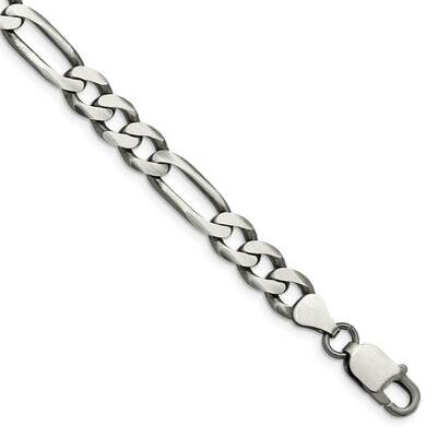 7.5mm Figaro Chain 9 Inch Sterling Silver Antiqued QFG200A-9, MPN: QFG200A-9,