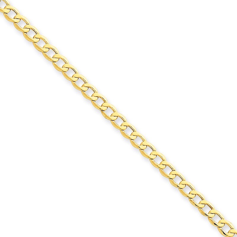 3.35mm Semi-Solid Curb Link Chain 8 Inch 14k Gold BC106-8, MPN: BC106-8, 886774537870