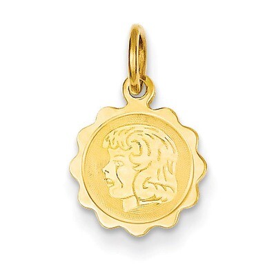 Girl Head on .009 Gauge Engravable Scalloped Disc Charm 14k Gold XM66/09, MPN: XM66/09, 883957499840