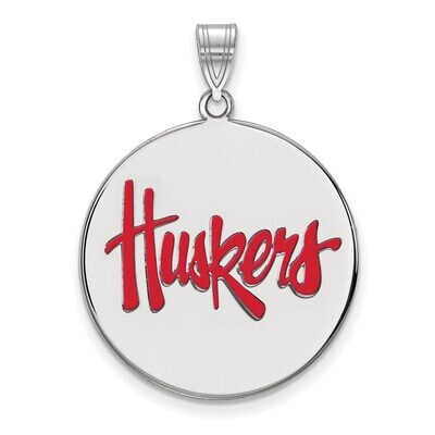 University of Nebraska Extra Large Enamel Disc Pendant Sterling Silver SS095UNE, MPN: SS095UNE, 886…