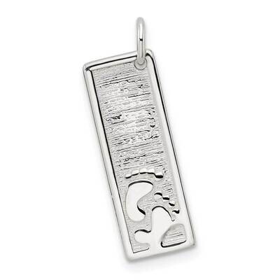 Tiny Feet On Textured Bar Charm Sterling Silver QC11221, MPN: QC11221,