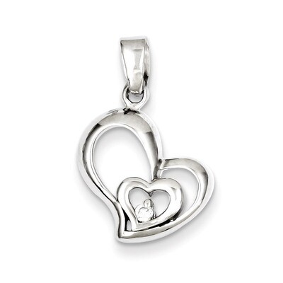 Heart Pendant Sterling Silver Rhodium-plated Diamond QP2798, MPN: QP2798, 883957490540