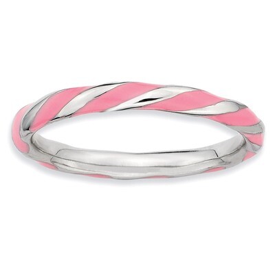 Twisted Pink Enameled Ring - Sterling Silver QSK555, MPN: QSK555, 886774010731