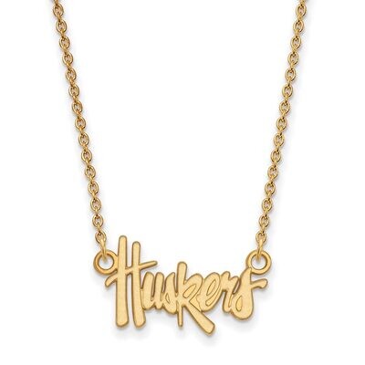 University of Nebraska Small Pendant with Chain Necklace 14k Yellow Gold 4Y009UNE-18, MPN: 4Y009UNE…