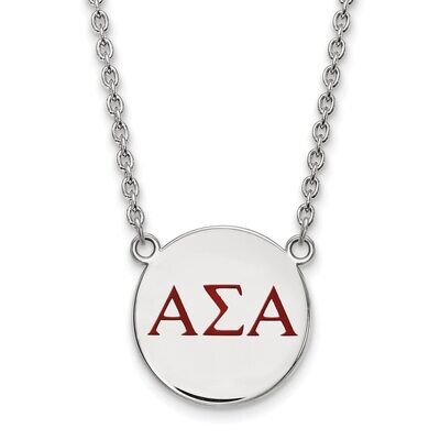 Alpha Sigma Alpha Small Enameled Pendant with 18 Inch Chain Sterling Silver SS028ASI-18, MPN: SS028…