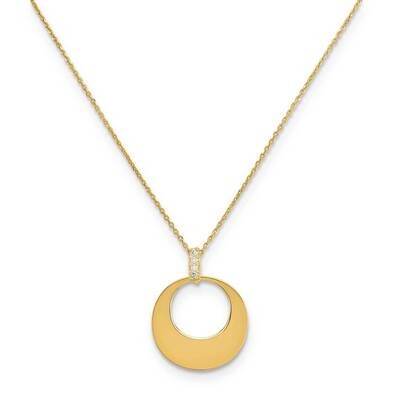 Yellow Gold Plate Circle Pendant with Cz On 16 Chain Sterling Silver CMEI17886-16, MPN: CMEI17886-1…