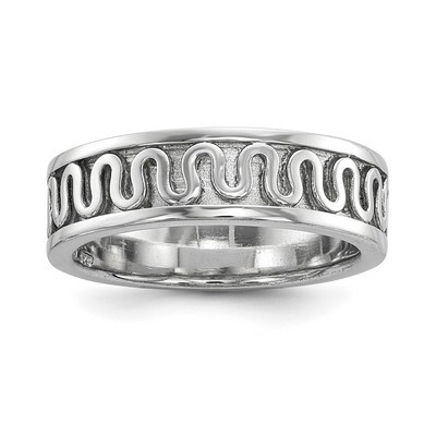 Fancy Ribbon Band Sterling Silver Rhodium-plated Polished QR6609, MPN: QR6609, 191101003127