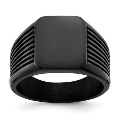 Black Ip-Plated Signet Ring Stainless Steel Polished SR656-10, MPN: SR656, 191101874536