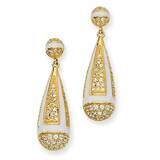 Cz Gold-Plated Enamel Dangle Post Earrings Sterling Silver QCM737, MPN: QCM737, 886774013039