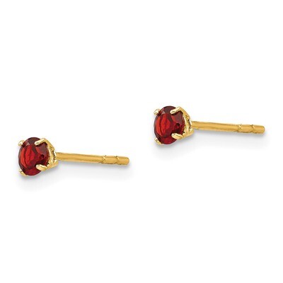 Round Garnet 3mm Post Earrings - 14k Gold SE2284 by Madi K, MPN: SE2284, 883957558387
