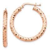 3x20mm Diamond-cut Hoop Earrings 14k Rose Gold TF1702R, MPN: TF1702R, 191101988356