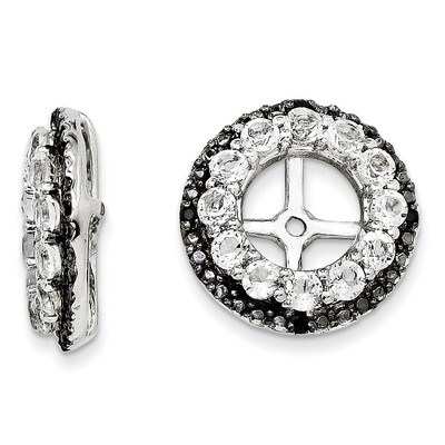 White Topaz &amp; Black Sapphire Earring Jacket Sterling Silver Rhodium QJ125APR, MPN: QJ125APR, 191101…