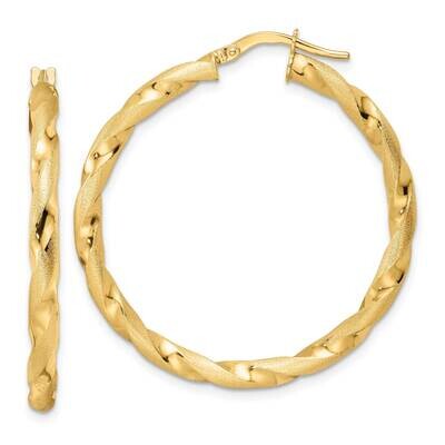 Brushed and Polished Twisted Hoop Earrings 14k Gold TF2138, MPN: TF2138, 883957992266