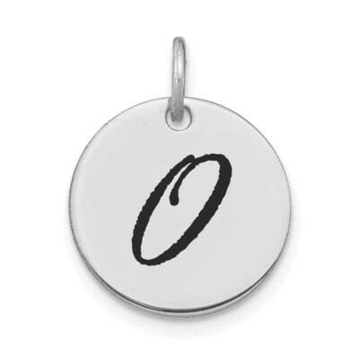 Letter O Black Epoxy Initial Disk Charm 14k White Gold Polished YC1436WO, MPN: YC1436WO, 1969040841…