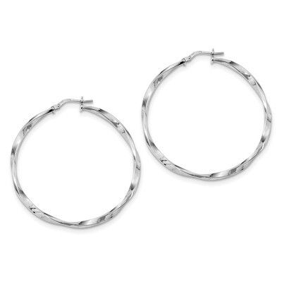 Twisted Hoops Earrings Sterling Silver Rhodium-plated Polished QE13272, MPN: QE13272, 191101234057