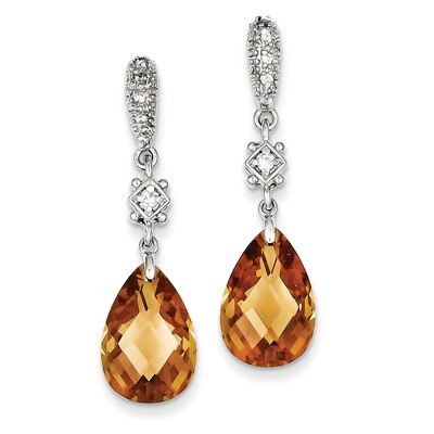 Champagne Diamond Dangle Post Earrings Sterling Silver QE5192, MPN: QE5192, 191101189043