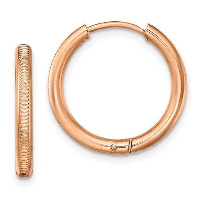 Textured Rose Ip 2.5mm Hinged Hoop Earrings Stainless Steel Polished SRE1511, MPN: SRE1511, 1911018…