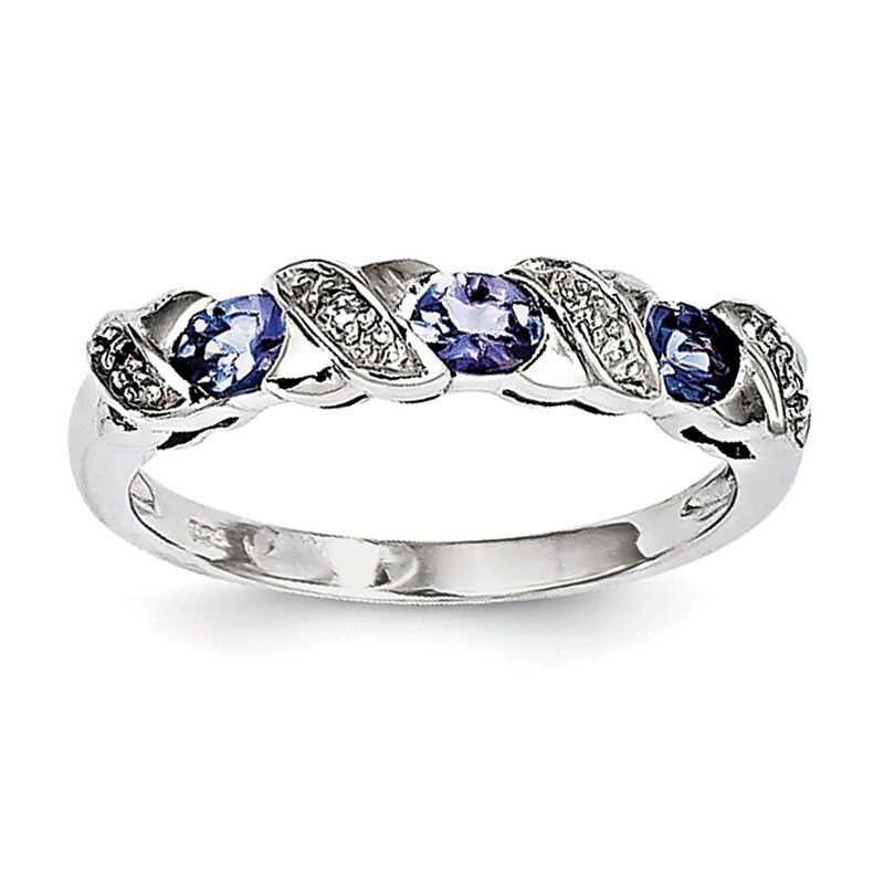 Tanzanite &amp; Diamond Ring Sterling Silver Rhodium QDX933, MPN: QDX933, 883957519494