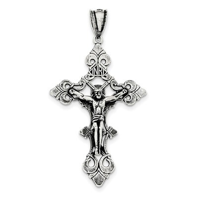 Large INRI Crucifix Pendant Sterling Silver Antiqued QC8338, MPN: QC8338, 191101366833