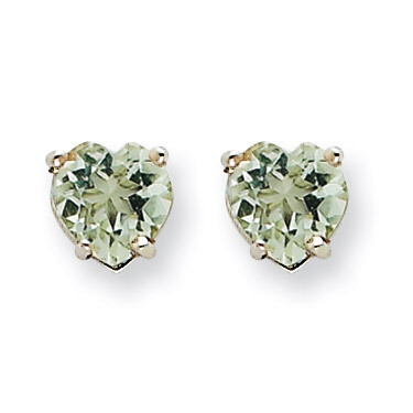 5mm Heart Green Quartz Earrings 14k White Gold XE97WAG, MPN: XE97WAG, 883957110608