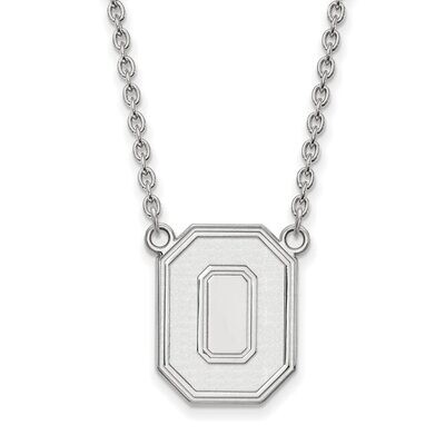 Ohio State University Large Pendant with Chain Necklace 10k White Gold 1W054OSU-18, MPN: 1W054OSU-1…