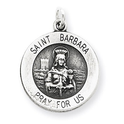 Saint Barbara Medal Antiqued Sterling Silver QC3583, MPN: QC3583, 883957524825