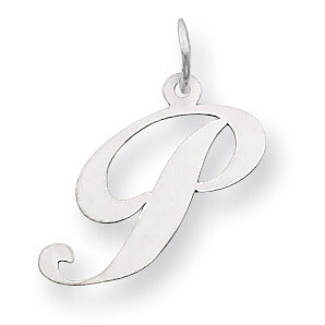 Medium Fancy Script Initial P Charm Pendant 14k white Gold YC653P, MPN: YC653P, 883957030210